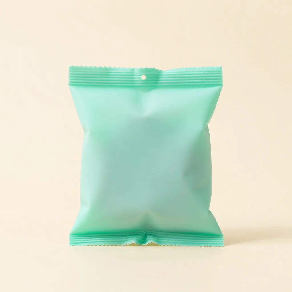 A small mint silicone snack bag on a light background
