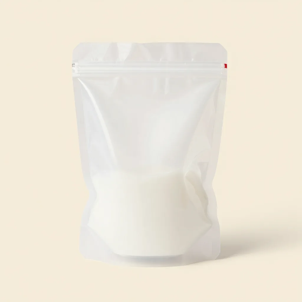 A clear silicone sous-vide pouch on a light background