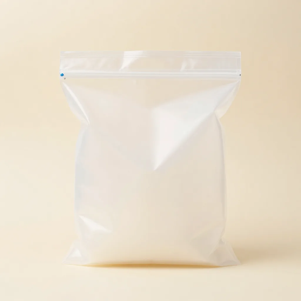 A large clear silicone bulk storage bag on a light background